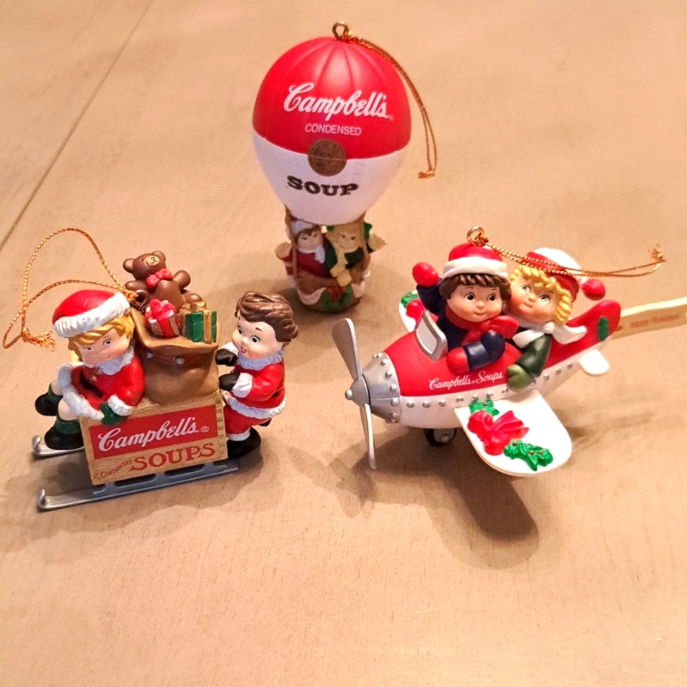 Campbells Soup Vintage/Collectible Christmas Ornaments - Set of 3